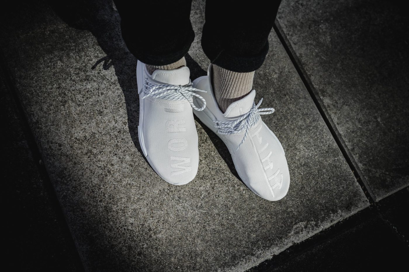 Pharrell Williams x adidas NMD Hu Trail Holi Blank Canvas Adidas Adiease Premium AC7031